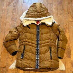 Canada Weather Gear Zip Off Sleeve Bomber Jacket, light brown, women’s large